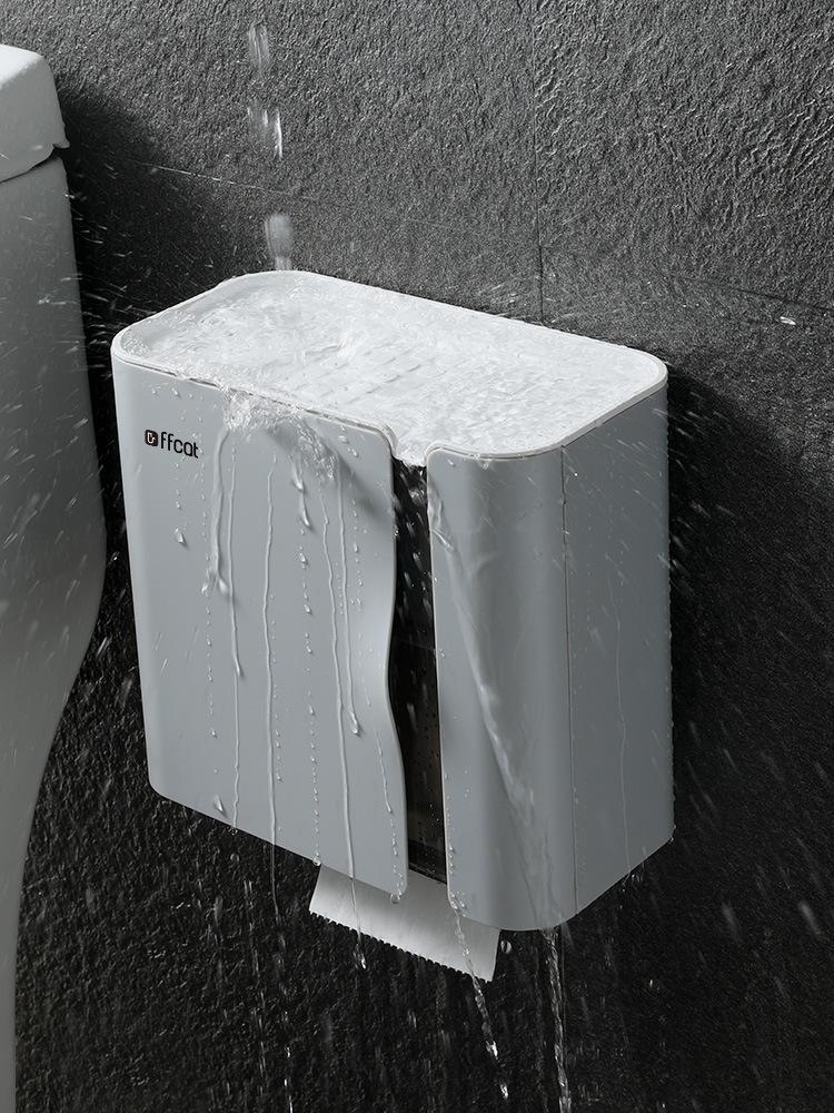 Bathroom Paper Towel Box Toilet Paper Drawer Roll Tube Toilet Paper Holder Wall Mounted Hole-free Waterproof Shelf Bathroom
