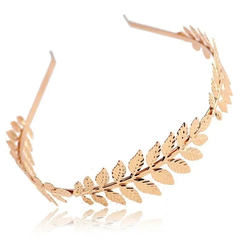 Gold/Silver Plated Metal Leaves Headband Women Elegant Baroque Style Charm Hair Accessories Hairband Women's Headbands