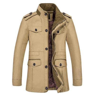 Plus Size Men's Mid-Length Spring/Autumn Windbreaker - Casual Middle-Aged Jacket