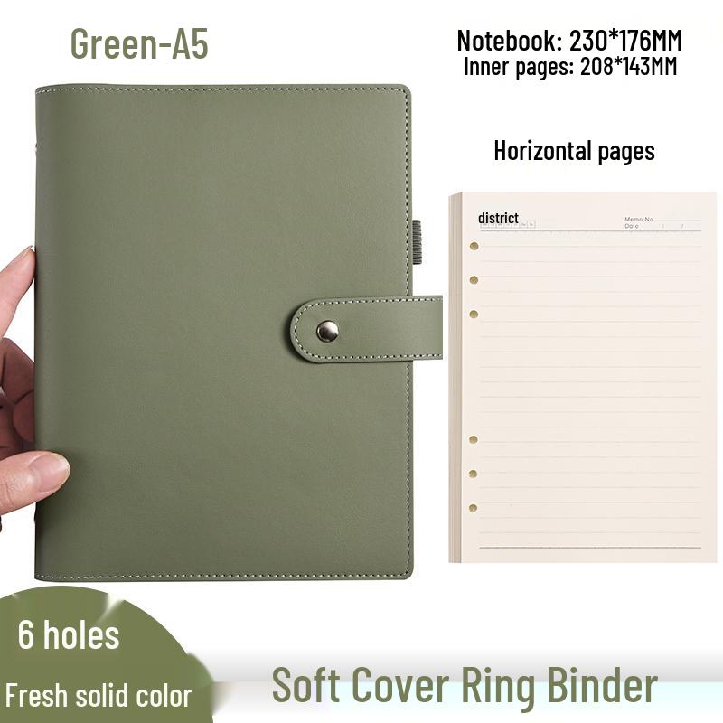Minimalist A6 Soft Leather Ring Binder Planner Notebook