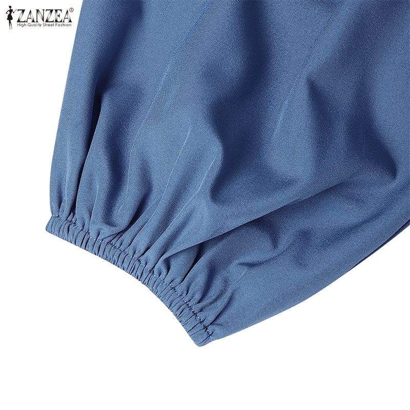 ZANZEA Muslim Daily Casual Round Neck Long Sleeve Loose Women Dress