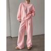 Women's Crewneck Sweatshirt & Drawstring Straight-Leg Pants 2-Piece Set, Printed Lounge Set, Fall/Winter Casual Outfit