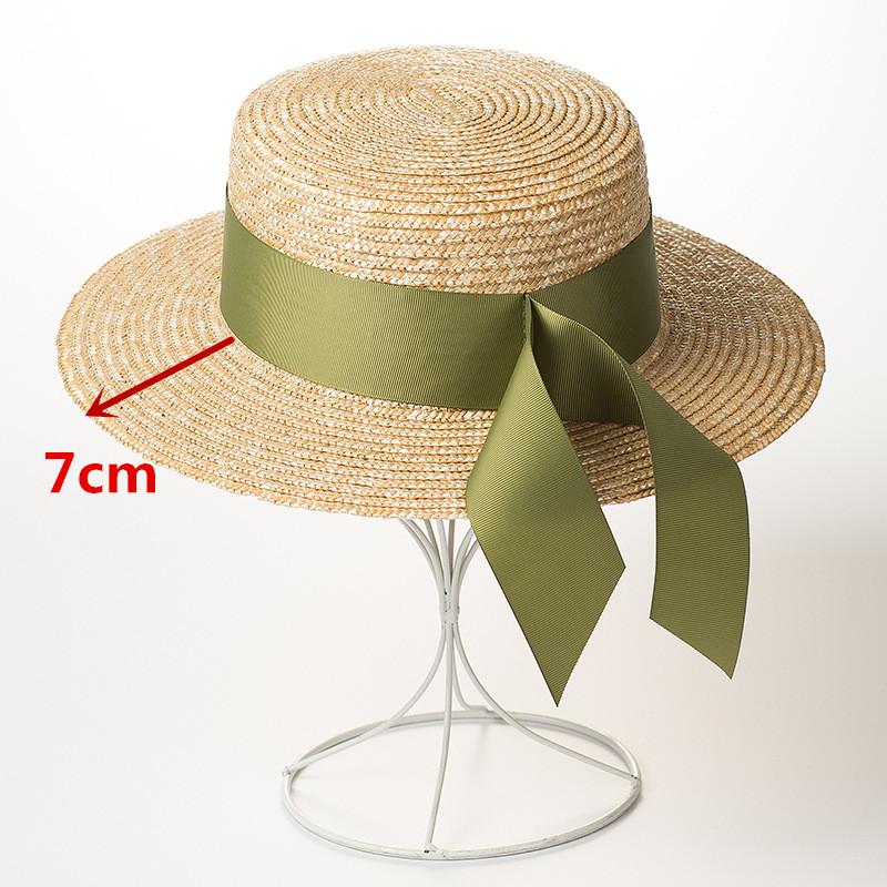 Chapeau Fedora d'été fait main couleur paille à large ruban pare-soleil pour femme