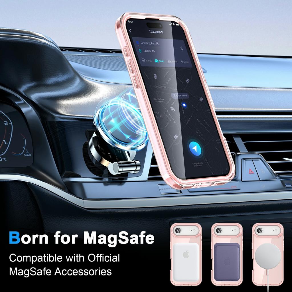 For iPhone Air Case Compatible with MagSafe PC+TPU Clear Phone Cover with PET Screen Film