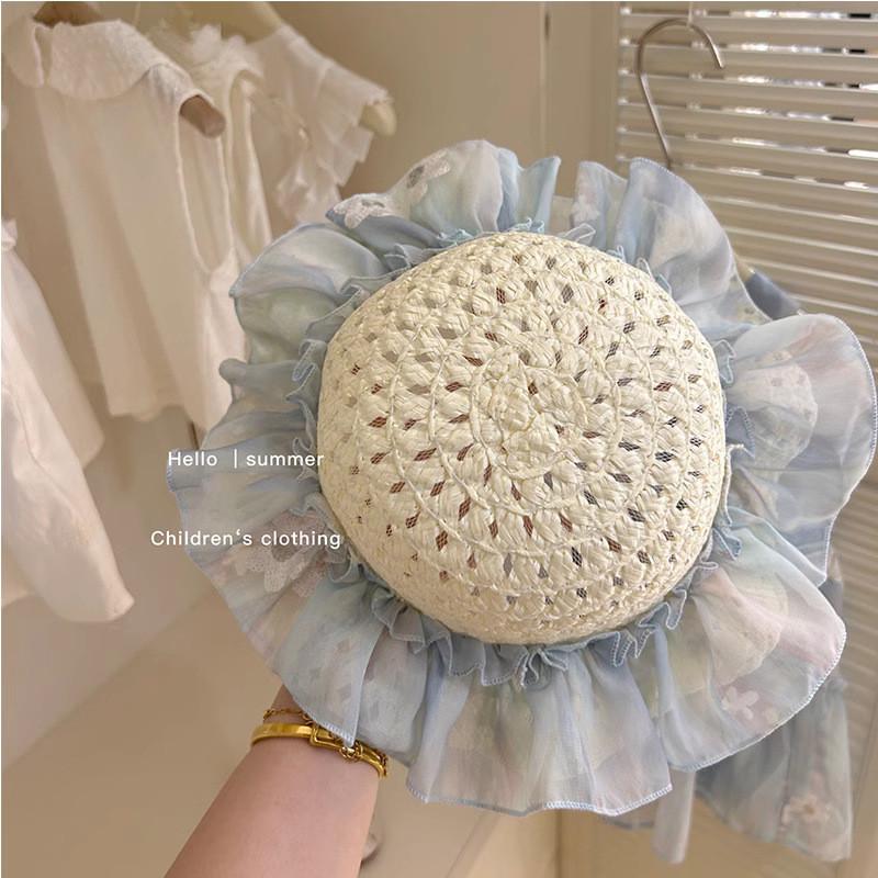 Charming Summer Ensemble For Young Girls With Stylish Embroidered Vest And Shorts Blue Hat,80