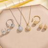 Women Fashion Rotatable Fortune Turning Inlaid Zircon Necklace Earring Ring Jewelry Set