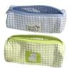 Large Capacity Grid Pencil Case Blue/Green Pencil Pouch Small Fresh Stationery Organizer  Student