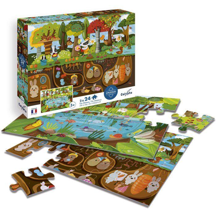 2 Puzzles - SENTOSPHERE - 24 pieces - La Vie Dessus / Vi Dessous - Observation - Mémoire - Logique - Des 3 ans