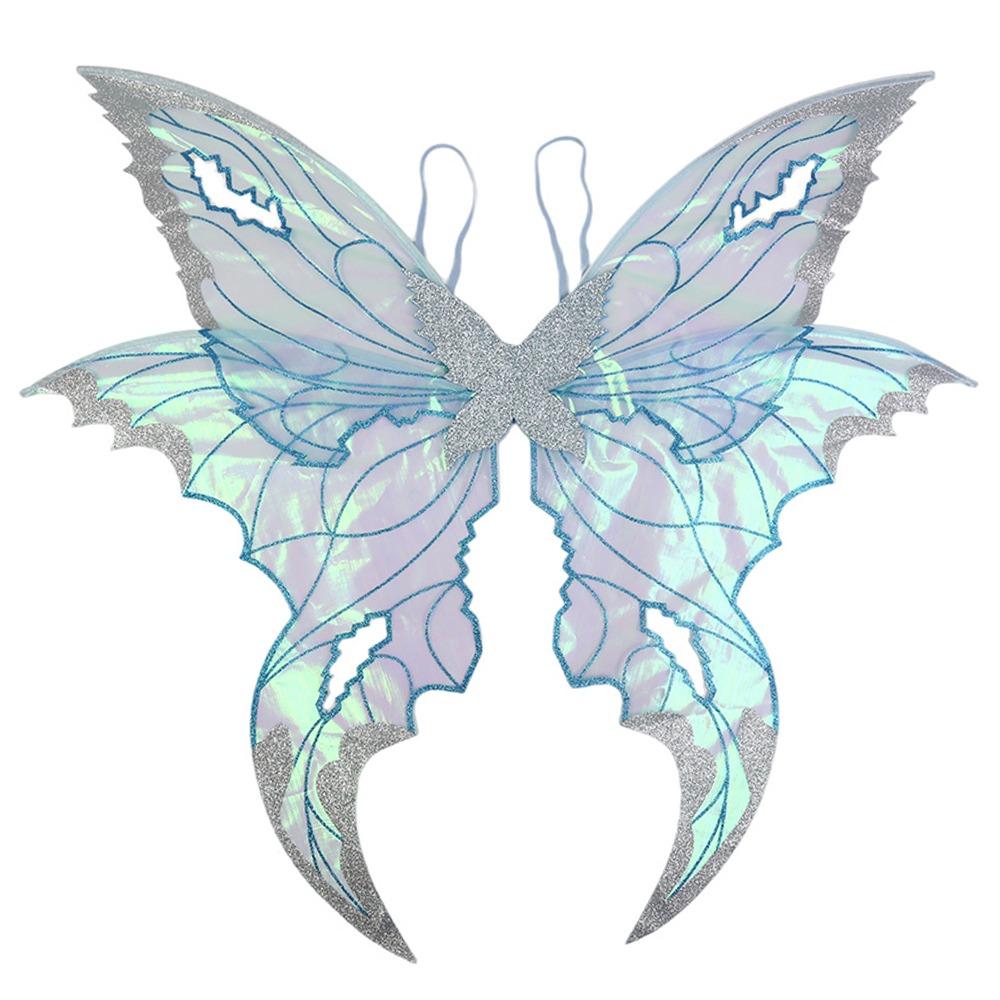Волшебные блестящие крылья феи Двухцветные разноцветные ангельские крылья Цветочные крылья для переодевания для женщин и девочек синий