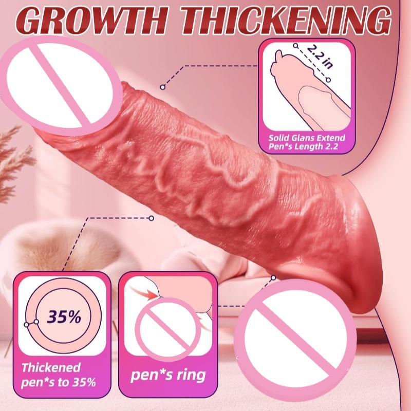 Silicone Penis Sleeve Electric Remote Control Tongue Licking Simulation Thickened Penis Enlargement Cover Adult Sex Toy for Men