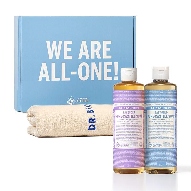 Dr.Bronner's Castile Soap Set (475ml X 2 + Towel)