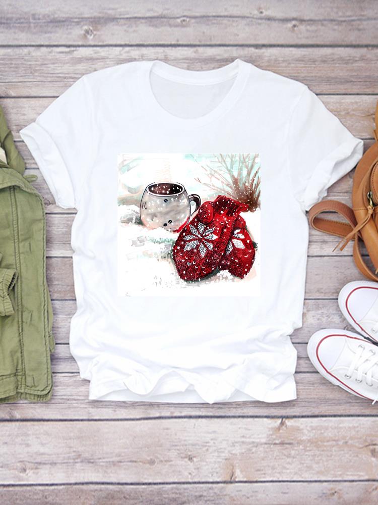 Printed Lady Clothing Fashion Christmas Women Plaid Truck Tree Trend 90s Short Sleeve TShirts New Year Graphic T Top Tee