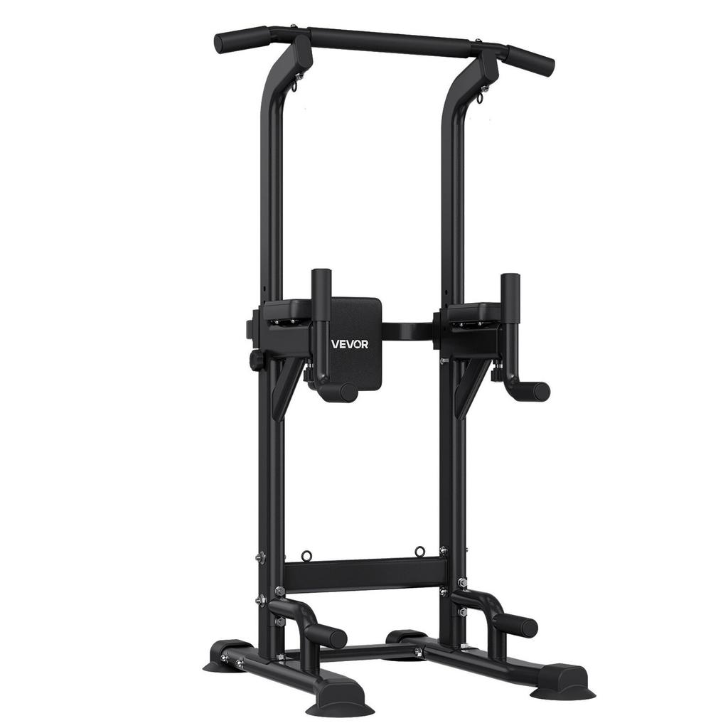 Klimmzugstange, 150kg Power Tower Dip Station, Trainings-Dipstation mit H-förmiger stabiler Basis & Rückenpolster, Verstellbare Höhe 12 Stufen Frei Stehend Chin Up