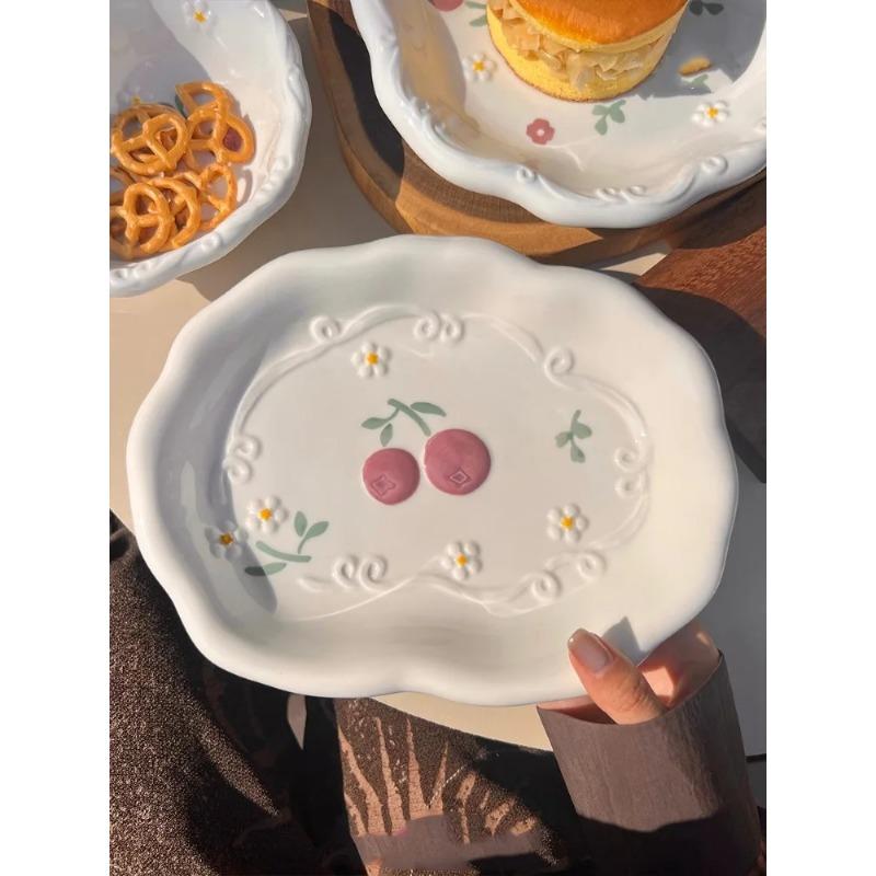 Creative Relief Hand-painted Tableware, Dinner Plate, Ceramic Rice Bowl, Soup Bowl, Kitchen Drinkware Set, Home Accessories