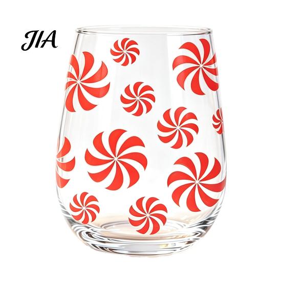 Decoración del Hogar Cristalería Vasos para Cócteles Navideños, Vaso con Diseño de Papá Noel Muñeco de Nieve Reno Árbol, 300ml Sin Plomo Cristalería para Mesa Festiva