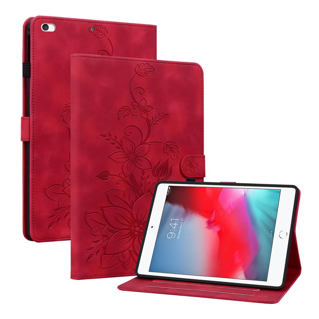 עבור אפל אייפד מיני (2019) (ידוע גם כ-iPad mini 5, iPad mini (דור 5)).כיסוי טאבלט מעור PU בעיצוב פרחוני מעודן