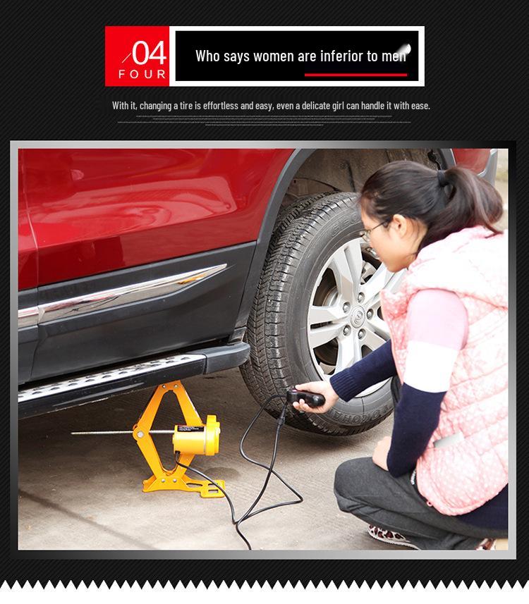 12V Electric Car Jack & Wrench Tire Change Kit - Plugs Into Cigarette Lighter