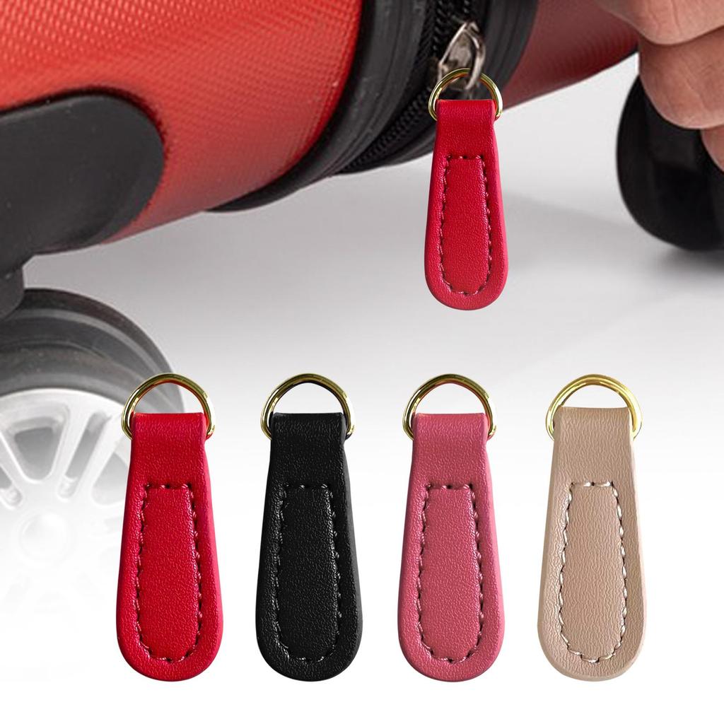 2 Pieces Zipper Pulls PU Leather Replacement Zipper Parts Zip Puller Tag for Luggage Handbags Suitcase Jacket Accessories