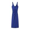 2025 Spring Women's Elegant Slim Pleated Cowl Neck Midi Dress