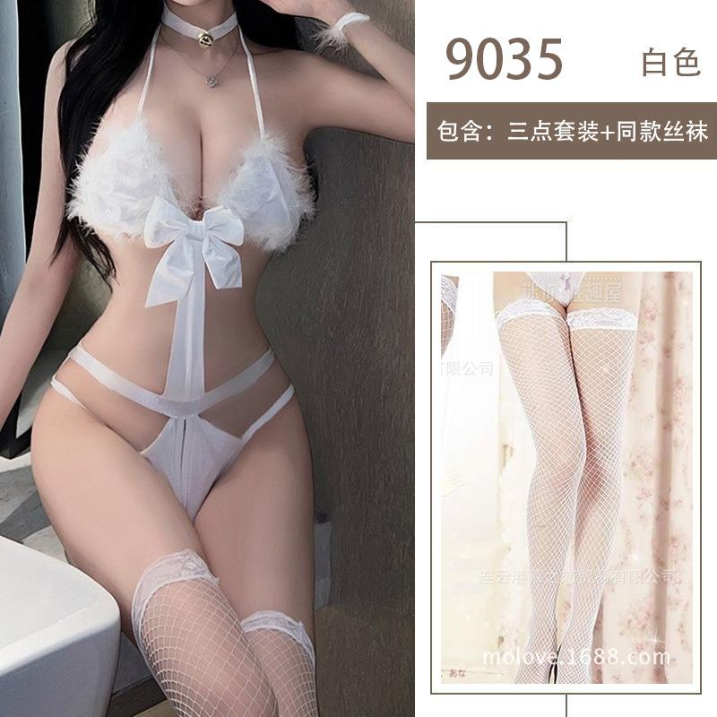 Sexy hot pussy lingerie uniform temptation three-point free open gear small breasts show big