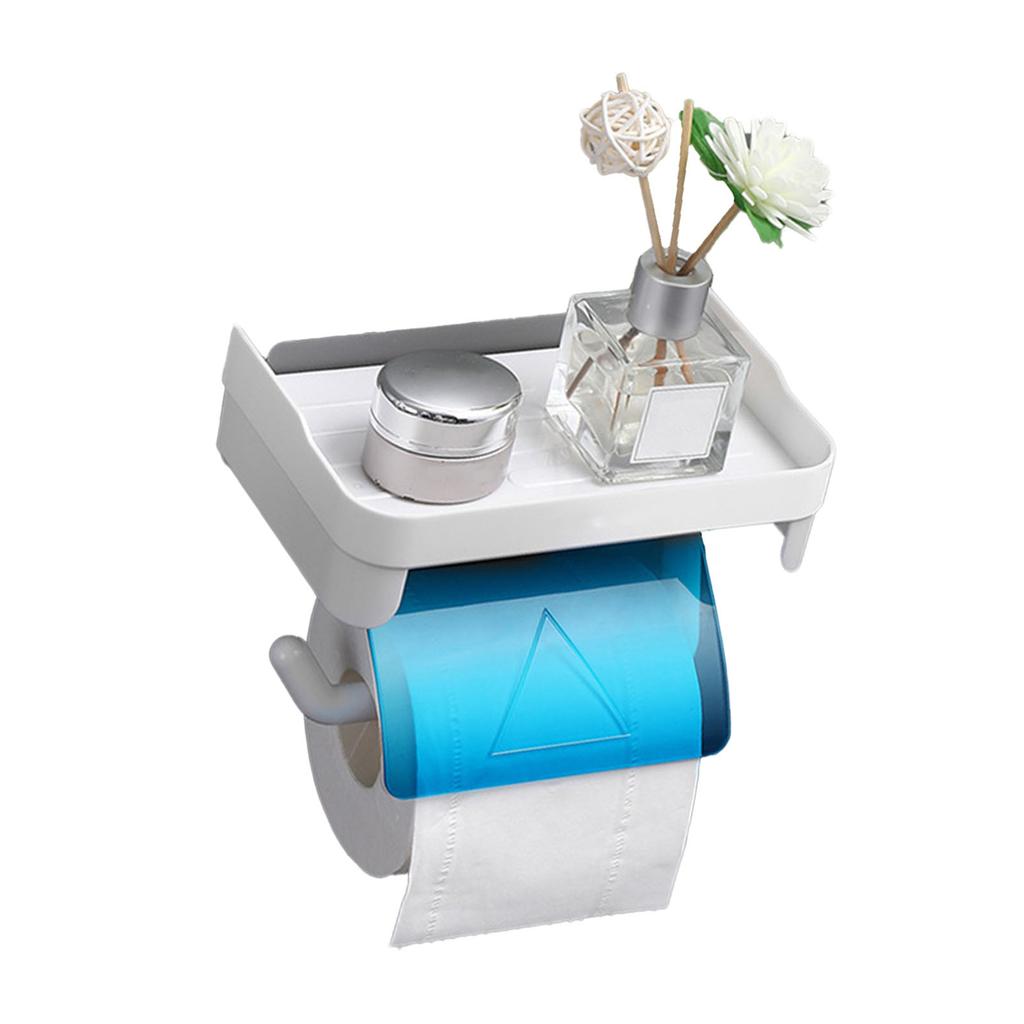 Paper Towel Holder with Shelf Adhesive Paper Towel Rack Toilet Roll Paper Holder Without Drilling Bathroom Toilet Paper