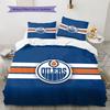 Edmonton Oilers Pattern Bedding Quilt Set  Home Decoration  Gift (1 * Duvet Cover + 2 * Pillowcase  Without Core)