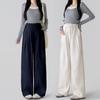 Real Shot Maternity Lyocell Tencel Linen Drawstring Straight Wide-Leg Pants – Non-Supportive, Comfortable Fit
