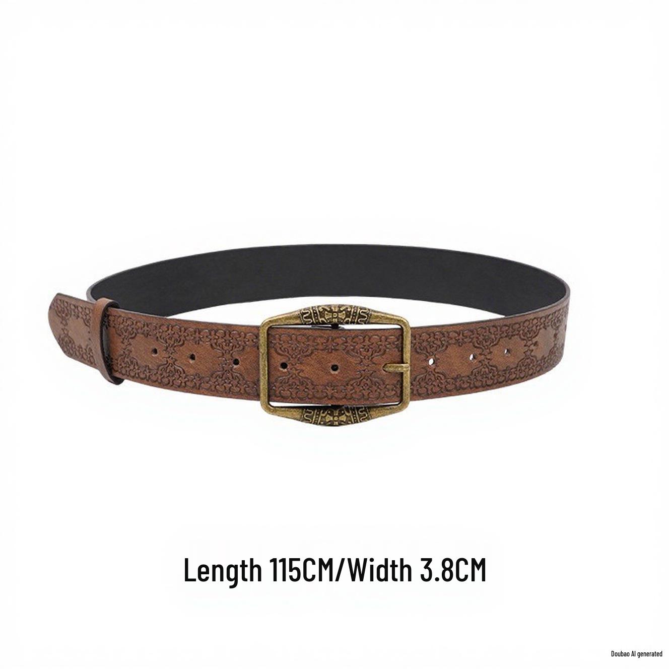 Женский американский ретро этнический кожаный ремень, 2025 высококлассный универсальный коричневый джинсовый аксессуар.