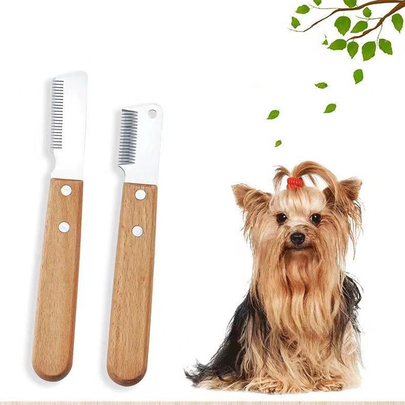 2 PZ Coltello Rimuovi Peli Animali Pettine per Cani Strumento di Bellezza Manico in Legno Coltello Sbucciatore Dispositivo Rimuovi Peli Animali Strumento di Pulizia Articoli per Animali