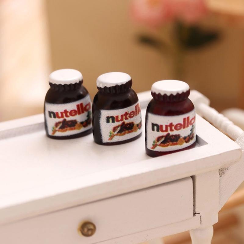 2PCS 1:12 Dollhouse Miniature Food Mini Strawberry Sauce Jam Honey Food Lemon Water For Doll Kitchen Toy Accessories