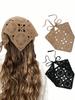 1pc Hollow Flower Headscarf Triangle Scarf, Countryside Style Headwear, Beach Accessory, Retro Headband, 2026 New Arrival