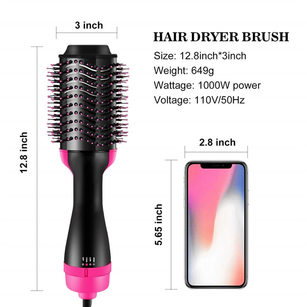 Hot Air Brush Multi-Function Hair Dryer Straightener Curler Comb One Step Professional Salon Hair Styler and Volumizer Ion Blow