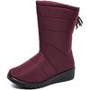 Women's Winter Fur One Padded Waterproof Fabric Cozy Side Zipper Warm Anti-cold Lightweight Hiking Waterproof Anti-slip Tall Snow Boots Martin Boots