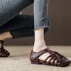 Sandalias Genuinas Mujer Hechas a Mano Tejidas Estilo Literario Huecas Planas Romanas Zapatos de Verano para Señoras Sandalias