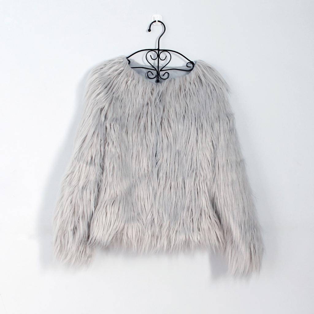 TrendHub Furry Fur Coat Women Fluffy Warm Plus Size Long Sleeve Female Outerwear Autumn Winter Coat Jacket Hairy Collarless Overcoat