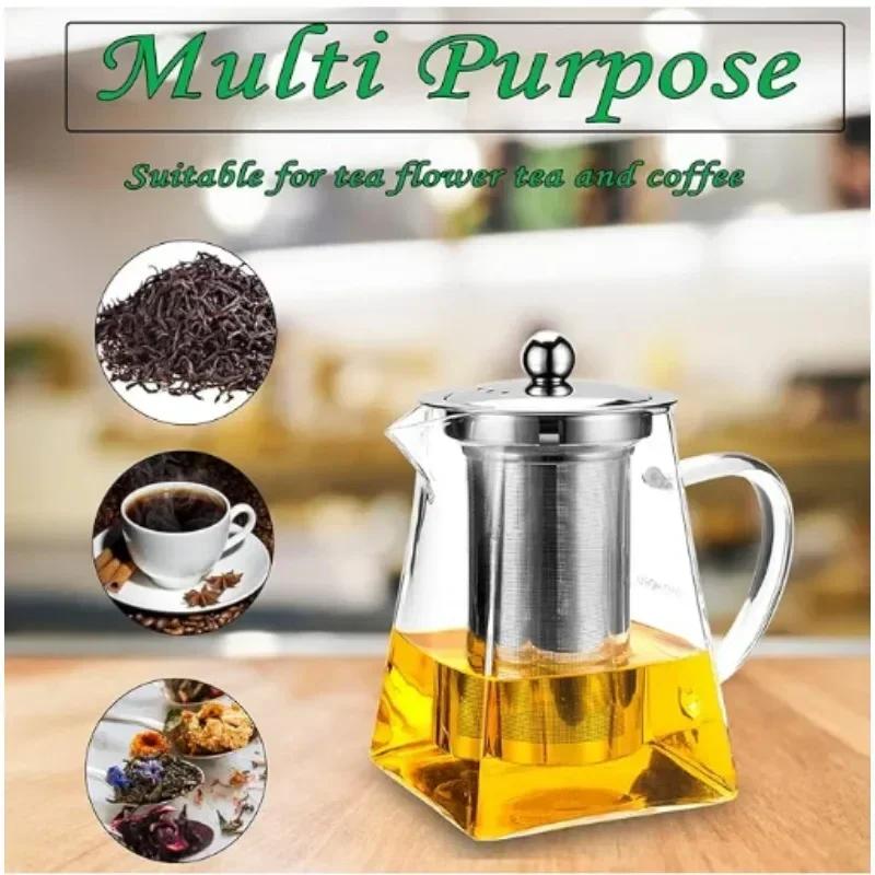 Tea Infusers 550/750/950ML Stainless Steel Infuser Bottle Heat Resistant Glass Teapot Household Teaware Tea Infuser Clear Kettle