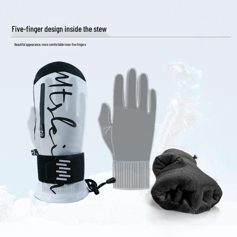 Unisex Shock-Absorbing Waterproof Snowboard Gloves with Wrist Guards and Touchscreen Capability for Winter