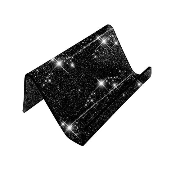 Acrylic Business Card Holder for Desk Sequin Glitter Desktop Name Card Organizer Stand for Home Office