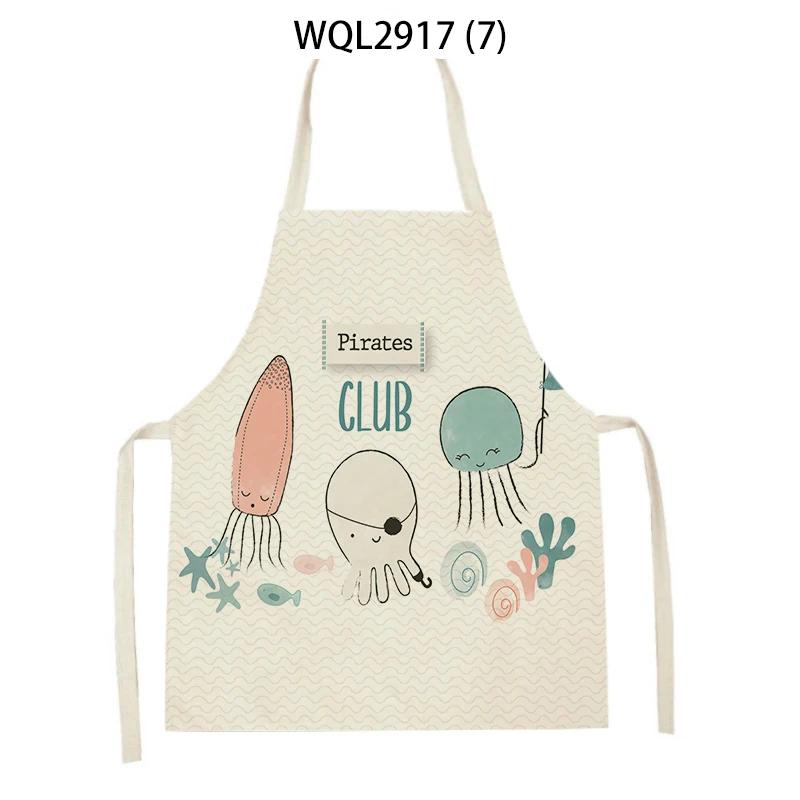 Cleaning Supplies Women Men Kitchen Aprons Tortoise Sailboat Fish Octopus Pattern Cooking Aprons Baking Antifouling Apron