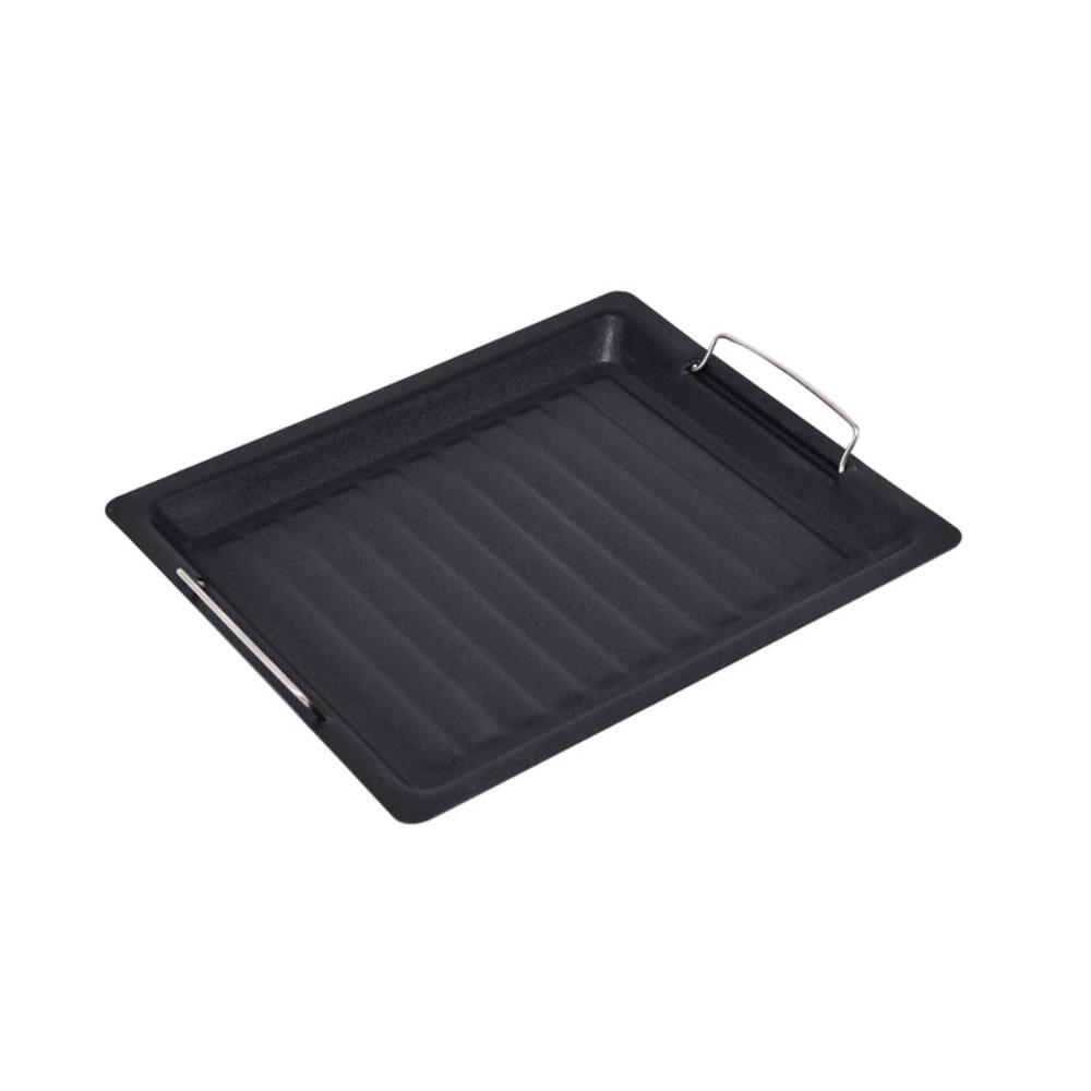 Striped Groove Grilling Tray with Handle Grilling Plate Outdoor BBQ Grill Pan  Barbecue