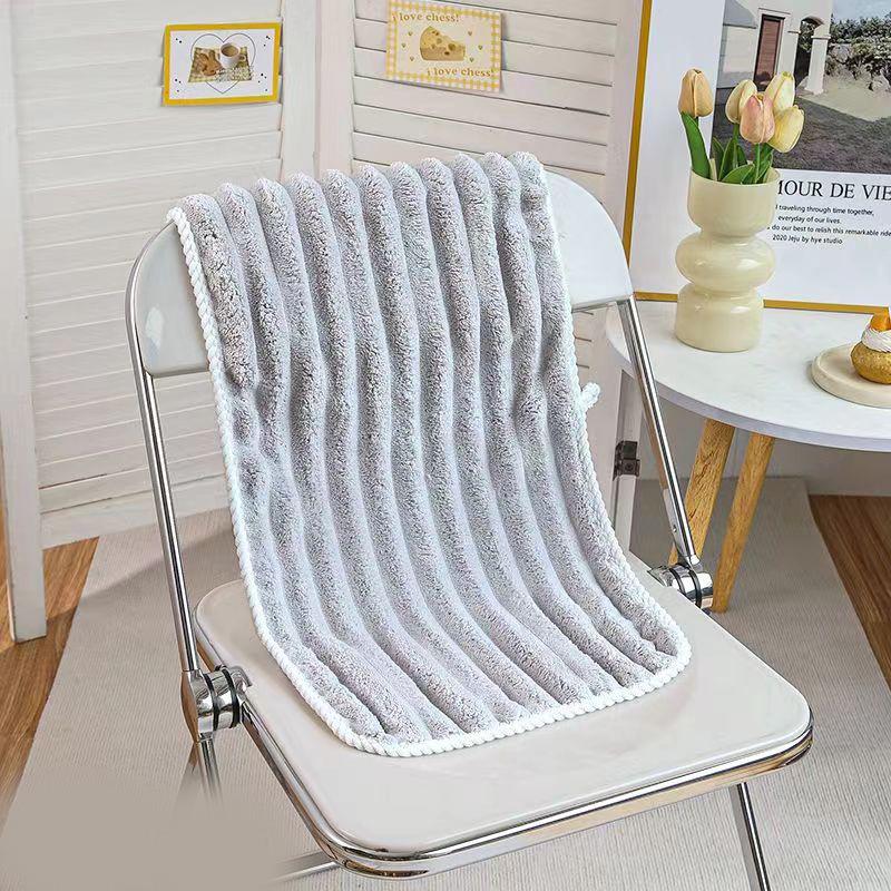 Candy Stripe Coral Fleece Bath Towel Set - Soft, Absorbent, and Includes Face Towel