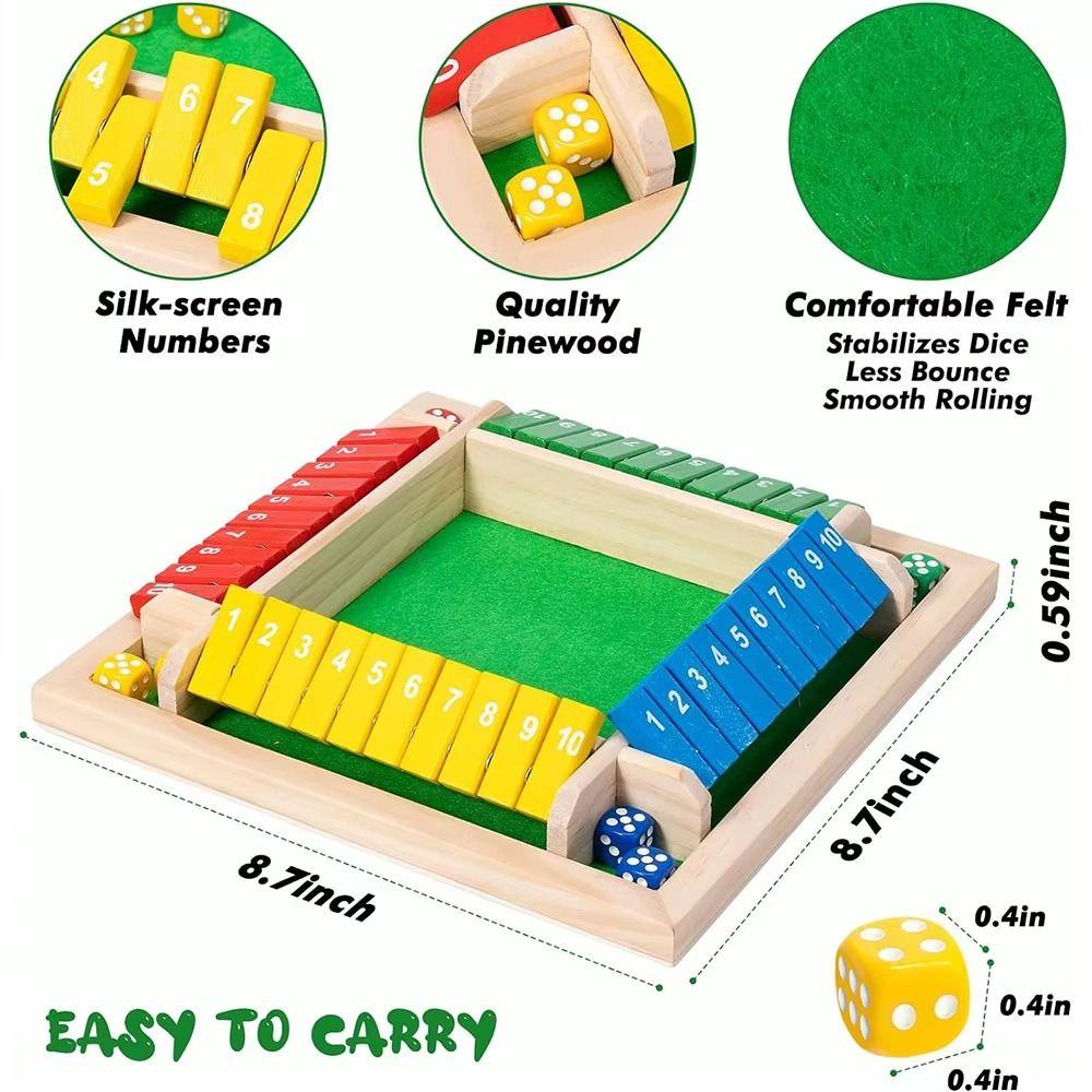 Shut The Box Table Board Game Toy Educational Toys Four-Sided Flip Card Game  Family Party