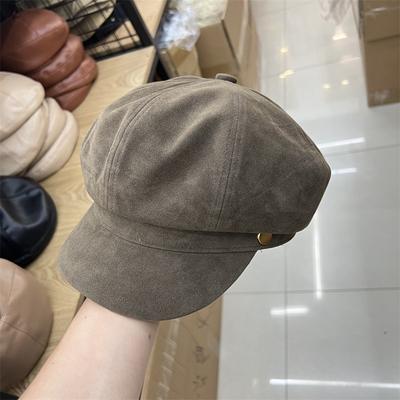 Octagonal Hat Female Versatile Face Little Painter Hat Autumn and Winter New British Retro Bud Cap