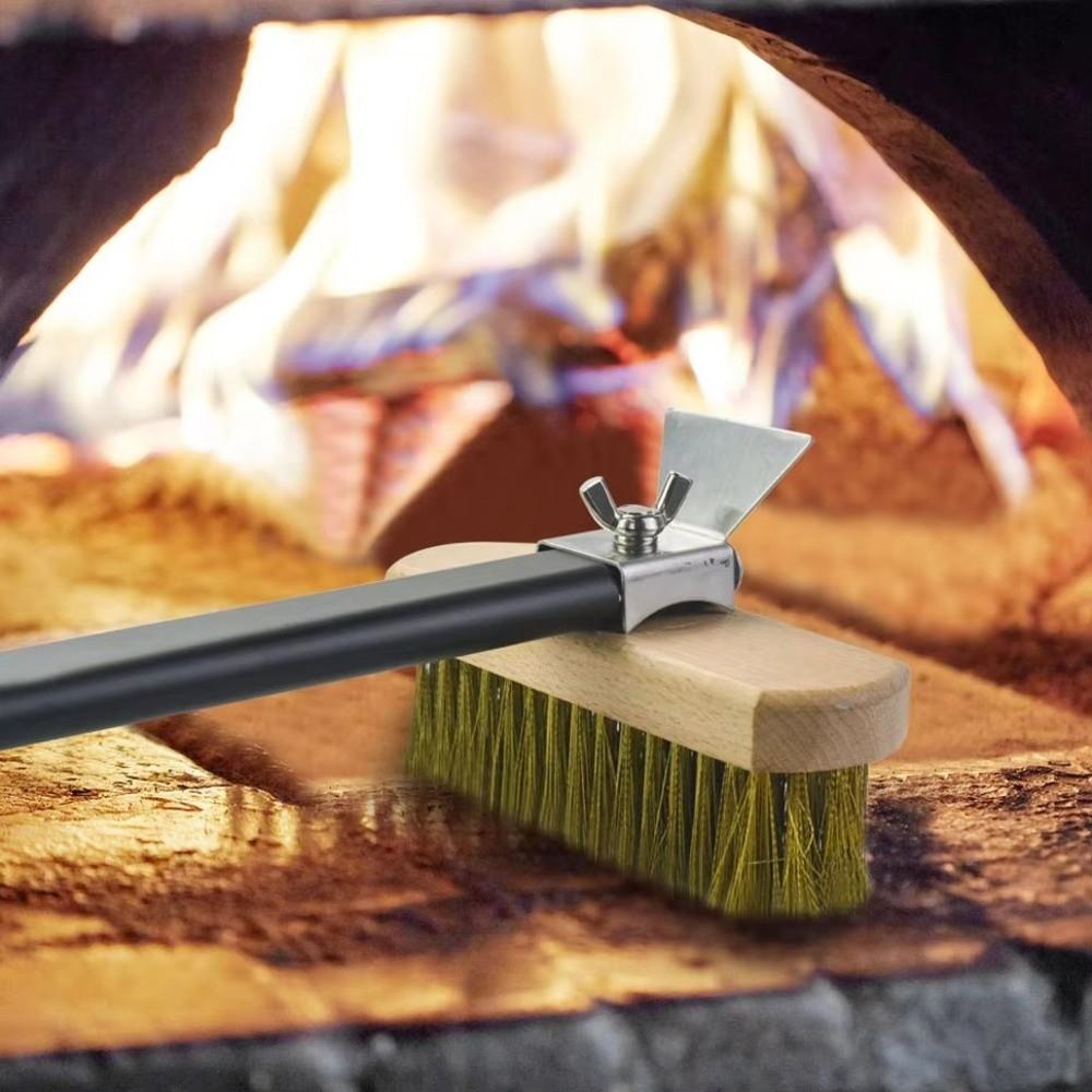 Copper Wire Pizza Oven Cleaning Brush Aluminum Alloy Handle Grill Cleaning Tool  Household