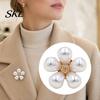 Lapel Pin Hollow Flower Shape Brooch with Faux Pearls, Anti-exposure Small Pin, Alloy Electroplating Process Versatile Badge for Coats Shirts