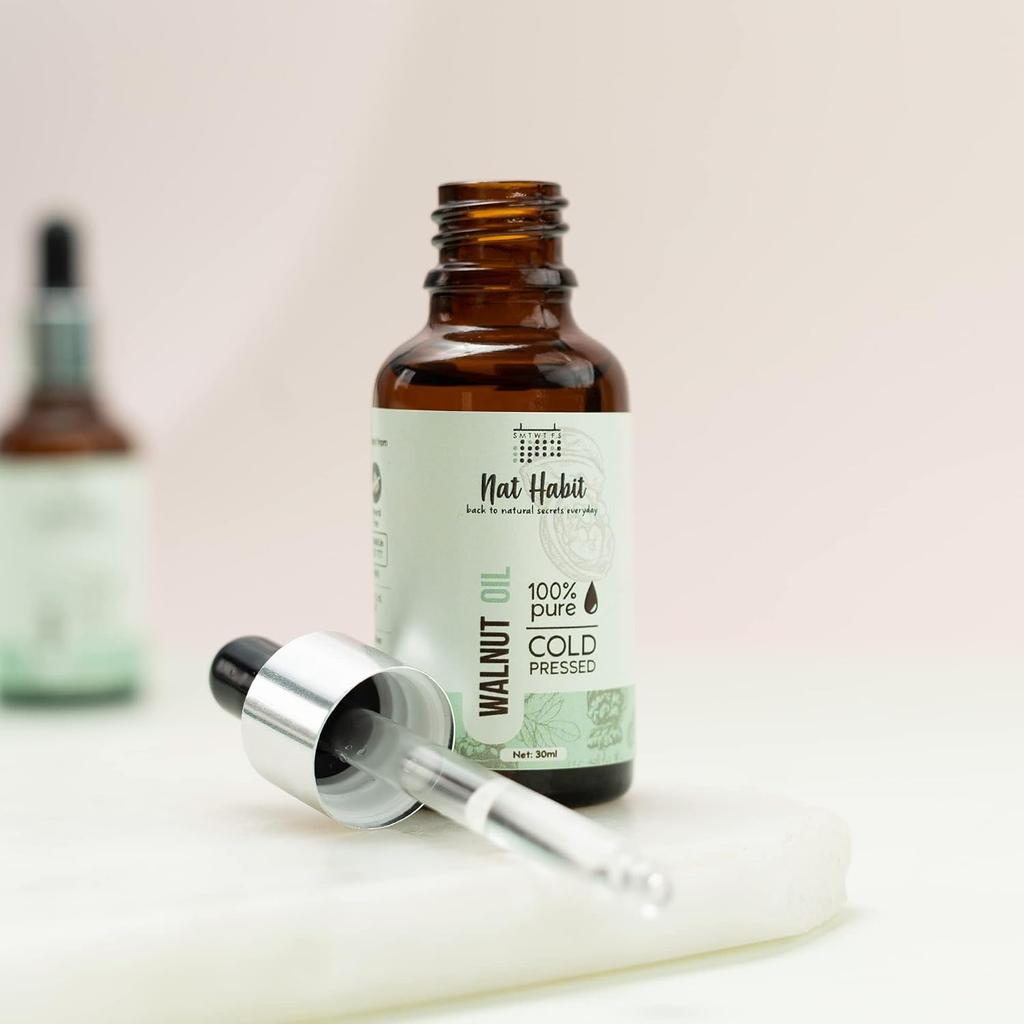 Nat Habit Walnut Oil For Deep Skin And Hair Nourishment Cold Pressed Pure Oil For Natural Radiance And Strength 30ml