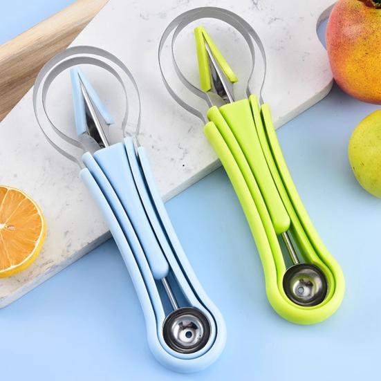Edelstahl Fruchtkugelausstecher 4-in-1 Melonenkugelausstecher Schnitzwerkzeuge für Wassermelone Cantaloupe Spülmaschinenfest Küchenhelfer