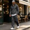 Men's Warm Lined Hoodie and Wide Leg Cargo Pants Set, Casual Relaxed Fit for Outdoor Sports