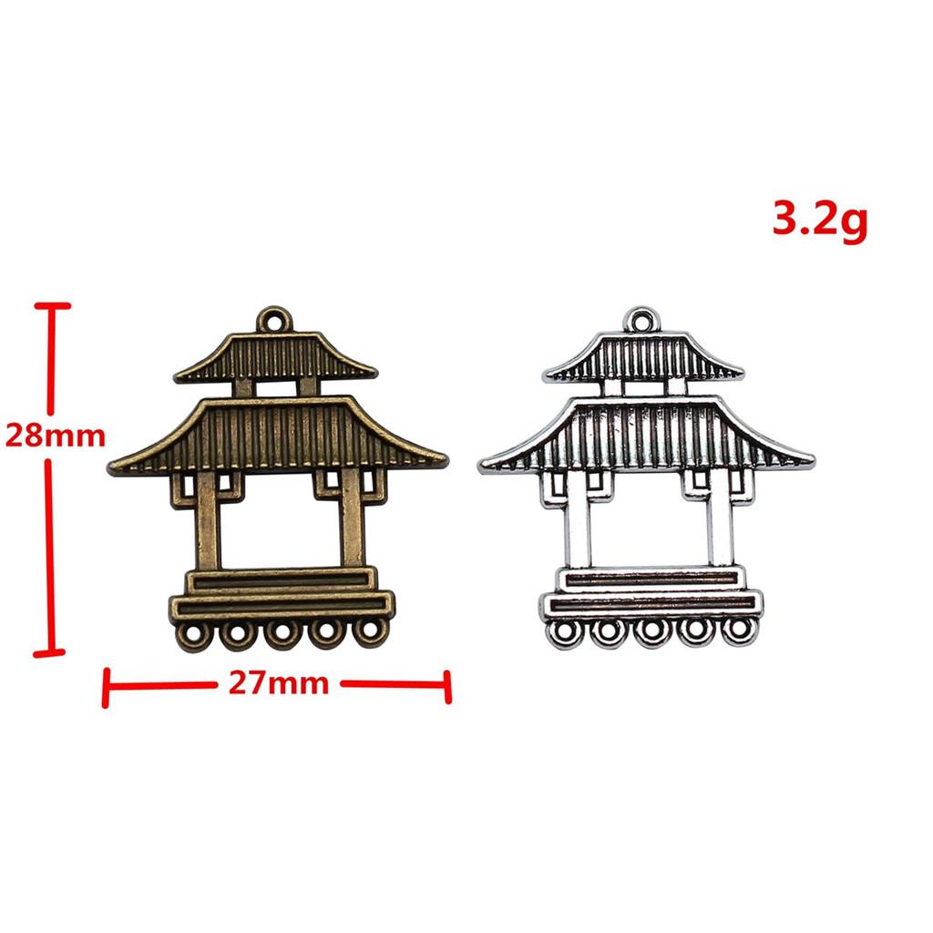 Chinese Pavilion Charm Connectors Character Animal Ethnic Style Findings For DIY Jewelry
