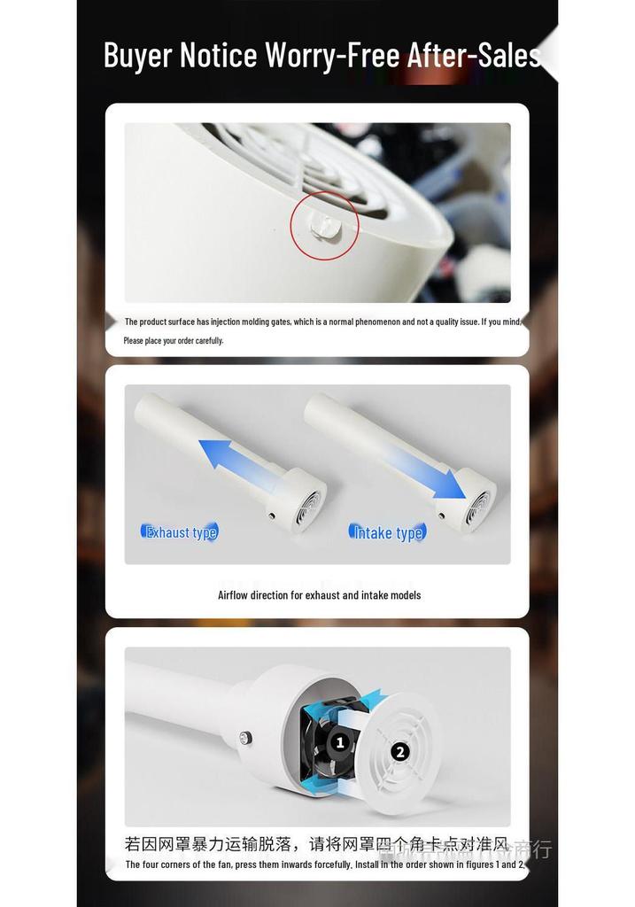 Ventilator de evacuare mini casnic pentru găuri de aer condiționat (75/63/50) - Ideal pentru Dormitoare Mici